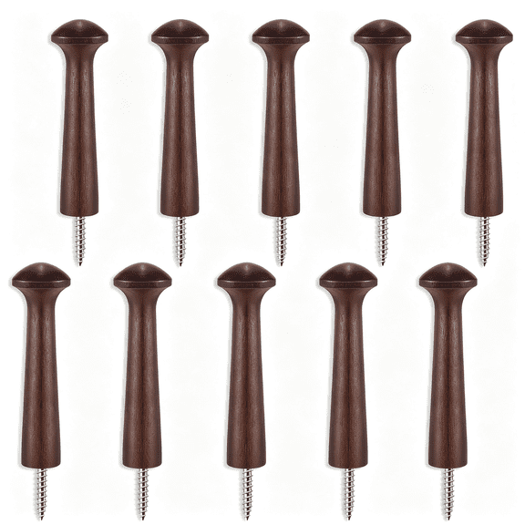 LQSEO 10Pcs Screwin Wooden Shaker Pegs 3.62" Unfinished Wood,Dark Brown,With Screws for Hanging Clothes Hats Towels,Unfinished Allows Diy Paint,Shaker Style Wall Racks for Entryway Bedroom