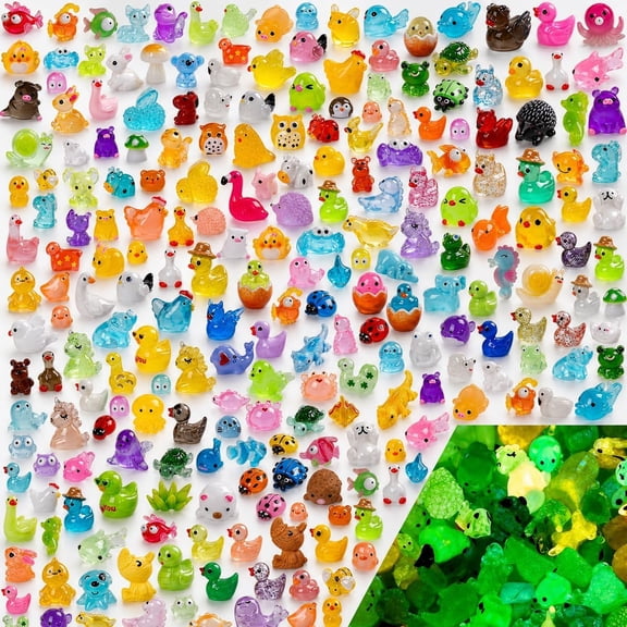 LQSEO 190 Pcs Mini Resin Animals Variety Pack,Assorted Tiny Animal Figurines for Fairy Garden,Dollhouse,Miniature Landscapes,Desk Pets & Resin Figures Decor Desk Pets