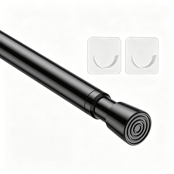 LQSEO 1Pack Spring Tension Curtain Rod 26-39In Black Adjustable Spring Rod Extendable Tension Rod for Kitchen,Bathroom,Window,Bookshelf,Closet Spring Tension Adjustable Spring Tension Curtain Rod