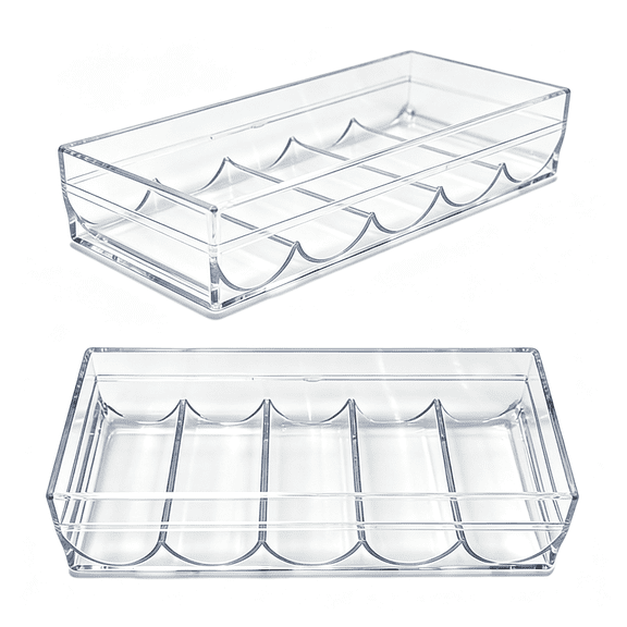 LQSEO 2-Pack Clear Acrylic Poker Chip Rack with Lid, 100-Chip Capacity Per Tray, Secure Poker Chip Set (2)