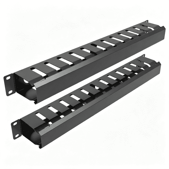 LQSEO 2 Pack of All Metal 1U Cable Manager with 12 Big Finger Slots | Cable Management Horizontal Rack Mount for 19-Inch Server Rack Or Cabinet Server Rack Cable Management