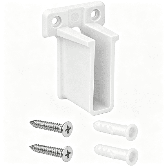 LQSEO 2 Pcs Wire Shelf End Brackets, White Plastic Wall Mount Closet Shelf Brackets with Fasteners, Wire Shelving Accessories for Closet Pantry Garage Organization, Easy to Install