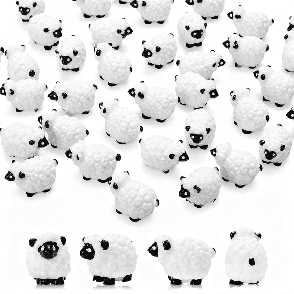 LQSEO 20 Pcs Mini Sheep Figurines Miniature Plastic Sheep Figurines | Tiny Sheep Figurines Small Sheep Figurines Little Sheep for Fairy Garden Micro Landscape Decor