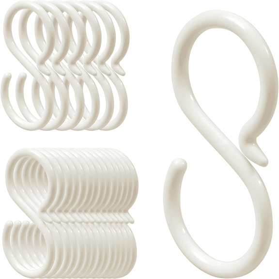 LQSEO 20Pcs Secure Plastic S-Hooks for Hanging,Flexible Neck for Easy Lock,Completely Rust-Free,S Hook for Hanging Baby Headband,Suitable for Hanging in Kitchen,Living Room,Bedroom