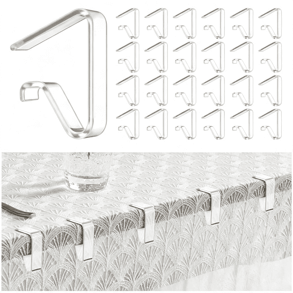 LQSEO 24Pcs Table Cloth Holder Clips,Tablecloth Clips Plastic,For Indoor Outdoor Tables 1-2In Thick,Clear,For Wedding,Picnic,Party,Camping Birthday