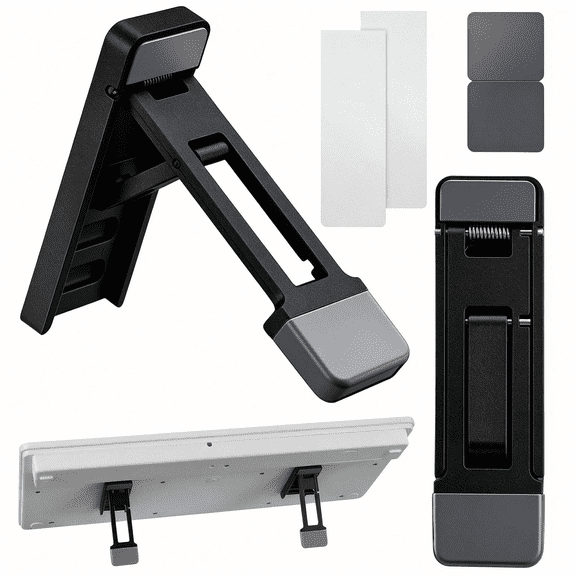 LQSEO 2Pcs Keyboard Riser Tilt, Foldable Keyboard Riser Stand for Desk, Adjustable Mini Portable Laptop Feet with Anti-Slip Pads Three Tilt Angle for Most Keyboards Office Accessories (Black)