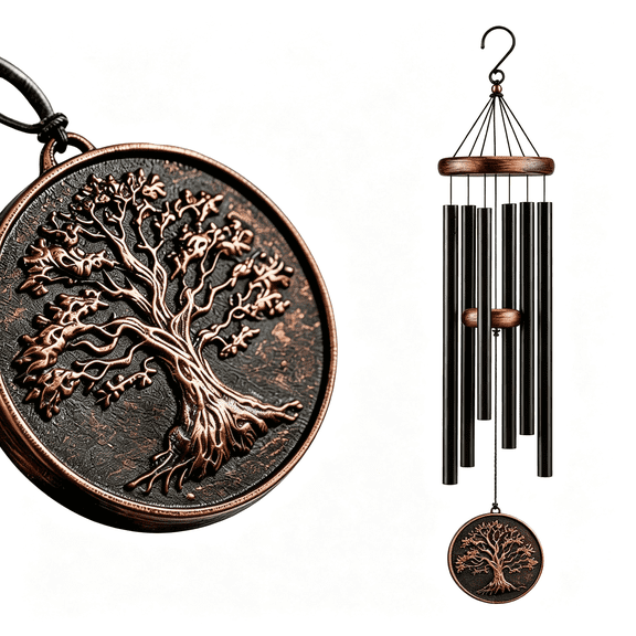 LQSEO 32 Inch Tree of Life Wind Chimes, Large Deep Tone Memorial Wind Chimes for Outdoor, in Memory of a Loved One Large Deep Tone Windchimes Outdoors