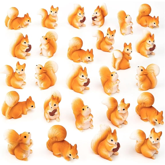 LQSEO 32Pcs Mini Resin Squirrels,Miniature Squirrel Figures for Garden(4 Style)| Cute Tiny Squirrel Animals Figurines for Outdoor Landscape Garden Lawn Diy Birthday Craft Cupcake Topper Decor