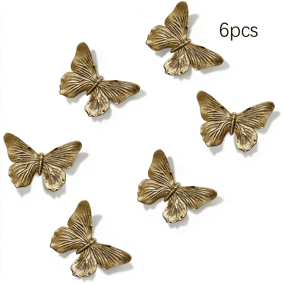 LQSEO 3D Butterfly Wall Decor Set Resin Wall Decor for Living Room, Bedroom, Bathroom, Dining Room, Outdoor and Gallery Walls - Antique Copper Vintage Decor - Set of 6