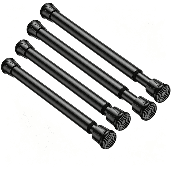 LQSEO 4 Pack Spring Tension Curtain Rod 8 to 12" Black Small Tension Rods | Thin Mini Tension Rod Diy Short Tension Rod No Drill for Slim Window Cupboard Sidelights