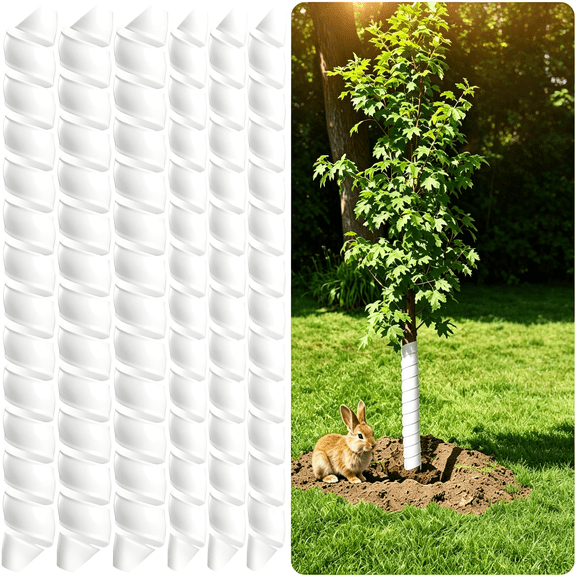 LQSEO 4 Pcs Tree Trunk Protector Guard from Animals, 2 Size Plastic Spiral Saplings Tubes Wrap, Reusable Tree Protection from Deer Squirrel Raccoon Cat Rodent Mowers1.96"*15.7", 1.57"*15.7"