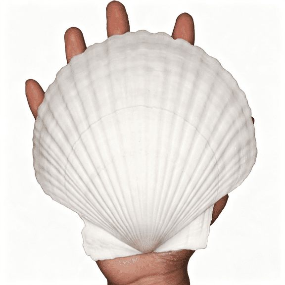 LQSEO 4Pcs Large Natural Sea Shells for Crafts 5"-5.5" White Seashells for Home Decor-Scallop Shells Crafts for Painting Beach Decorations- Fish Tank Decor Ocean Craft for Wedding Decor