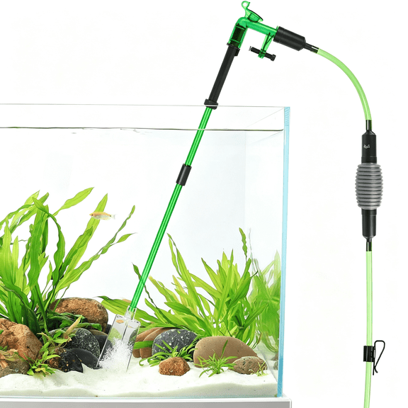 LQSEO Aquarium Siphon Gravel Vacuum Fish Tank Cleaner Kit|Stress Ball Python Water Changer Extendable Length and Fixed on Fish Tank,Manually Water Changer Wash Sand S