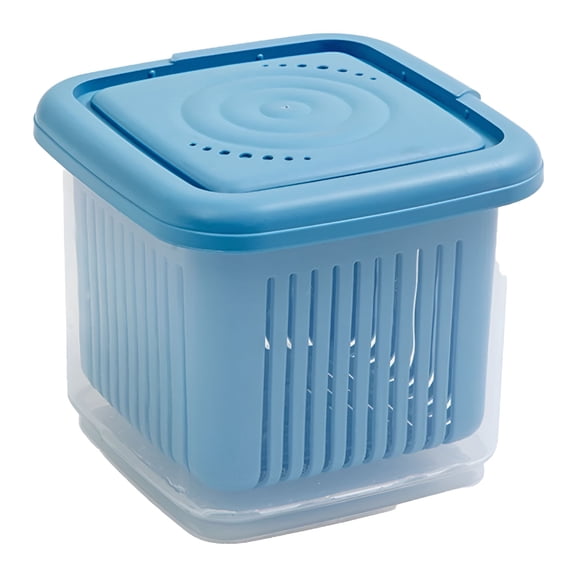 LQSEO Berry Keeper Box for Fridge,Keep Berry Fresh for 20 Days,Refrigerator Produce Saver Food Storage Containers,Blue,Large