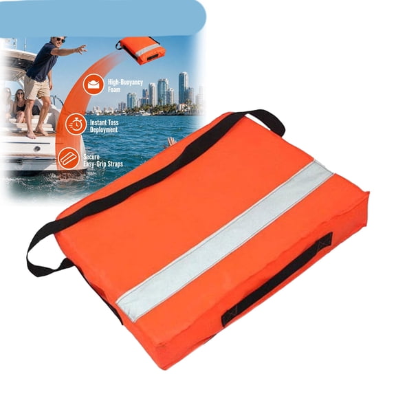 LQSEO Boat Throwable Flotation Device, Type Iv Boat Cushion Portable Waterproof Marine Throw Cushion for Fishermen, Kayakers, Water Sports Throwable Flotation Device (Orange Color)