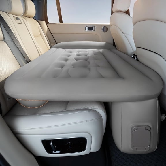LQSEO Car Air Mattress Back Seat - Portable Wireless Inflatable Sleeping Pad with Built in Air Pump & Pllow, Storage Bag, Universal Backseat Bed Fit Most Sedan Suvs, L-52 & W-32 | Gray