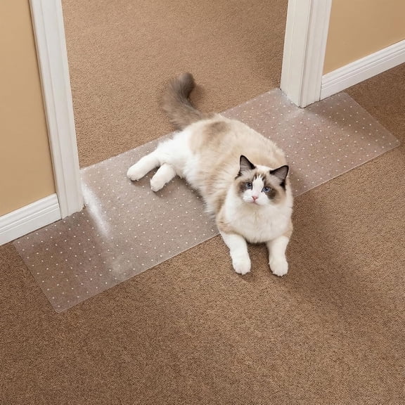 LQSEO Carpet Protector for Cats & Dogs,3.6 Ft Clear Pvc Doorway Mat,Heavy Duty Anti Scratch Threshold Protector,Non-Slip Pet Damage Guard,Effective Cat Carpet Protector