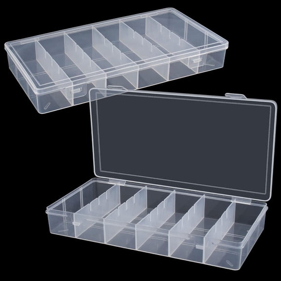 LQSEO Clear Visible Plastic Storage Box Cosmetic Tools Storage Box Makeup Tools Fishing Tackle Accessory Box Organizer Jewelry Screws Hardware Accessories Organizer Box (2Pack)