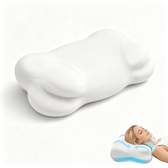 LQSEO Cloud Pillow, Ergonomic Memory Foam Pillow, Adjustable Cervical Neck Support Pillow with Breathable Pillowcase for Side Back Stomach Sleepers Breathable Pillowcase Memory Foam Cloud Pillow