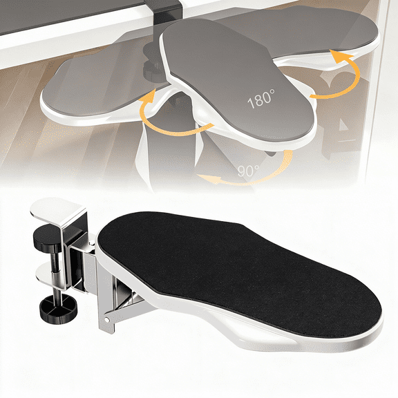 LQSEO Computer Arm Rest for Desk,180 Adjustable Rotating Desk Extender Tray,90 Foldable Elbow Arm Support,Ergonomic Desk Arm Wrist Rest Shelf for Home and Office