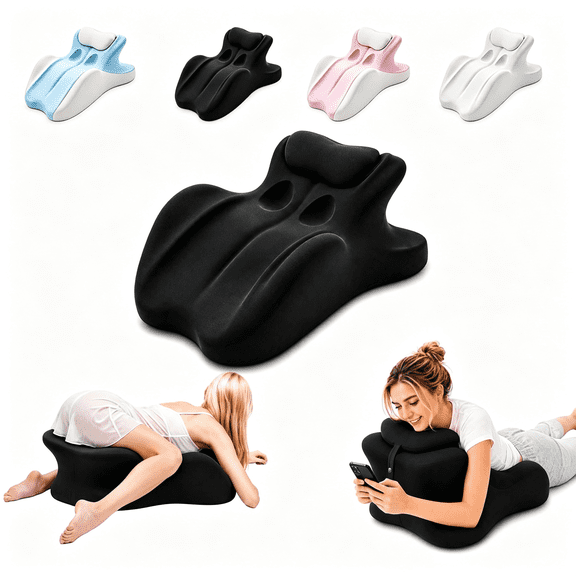 LQSEO Ergonomic Memory Foam Wedge Pillow, 27 Angled Couples Pillow, Neck Support Pillow Back Supportcushion, Multi-Functional Bed Position Pillow Withremovable Cover,Black
