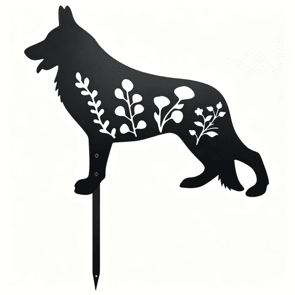 LQSEO German Shepherd Gifts German Shepherd Dog Statue Garden Stake Memory Gift for Women | Unique Gift for Dog Lovers, Black Metal Outdoor Decor, Durable Yard Art Statue
