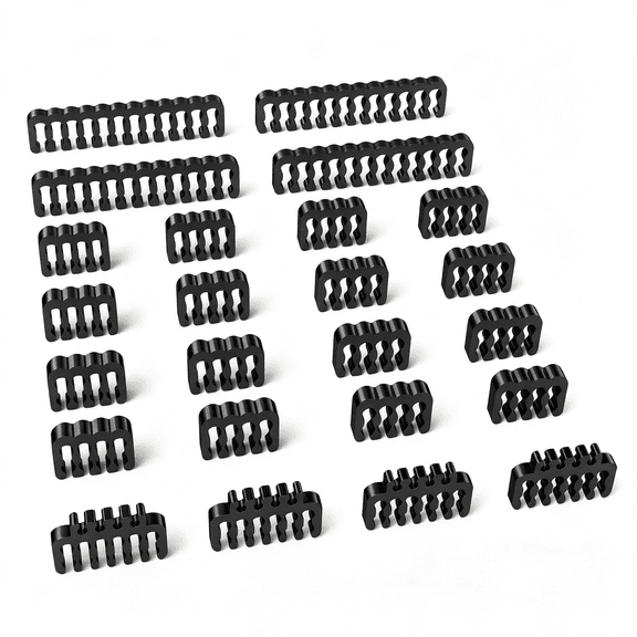 LQSEO Pc Cable Comb,Psu Cables Combs Kit for Extension Cable Management 24 Pcs Set 12Vhpwr Cable X 4,24 Pin X 4,8 Pin X 16,3 Mm/0.11In Up to 3.5 Mm/0.13 in Wire Gauge Black
