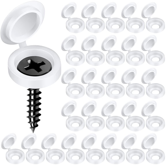 LQSEO Plastic Hinged Screw Covers-150 White Snap-On Caps,Flip Tops for Screw Protection Snap Caps(M)
