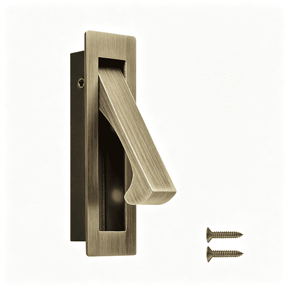 LQSEO Pocket Door Handles Edge Pull,Stainless Steel 304 Pocket Door Hardware,Recessed Sliding Door Pulls Finger Flush Pull Rustproof Pocket Door Pull (Antique Brass,1 Pack)