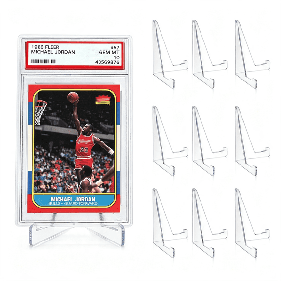 LQSEO Psa Graded Card Stands,Trading Card Display Stand Mini Easel Holder,Clear Card Stands for Bgs,Psa,Sgc Baseball Sports Card- 10 Pack Card Stand