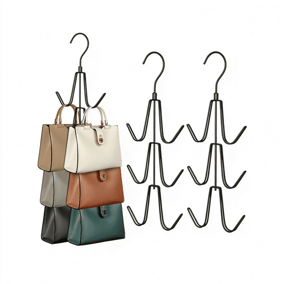 Swivel Shelf Rack LQSEO Purse Hanger Organizer for Closet, 2-Pack Handbag Organizer ...