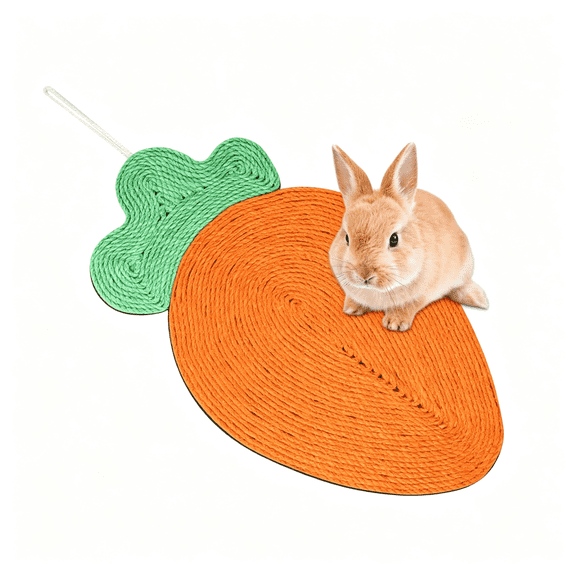 LQSEO Rabbit Scratching Pad - Carrots,Natural Sisal Rabbit Pad for Claw and Teeth Care,Chewing,Sleeping and Nesting,Bunny Scratch Mat for Most Small Animals - Indoor &Amp; Cage