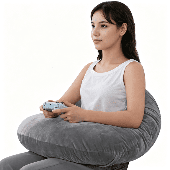 LQSEO Reading Pillow,Gaming Pillow for Lap,Sitting in Bed Or Sofa,Extra Arm Rest for Reading,Playing Or Crocheting,Soft Velvet Grey Soft Velvet Arm Pillow