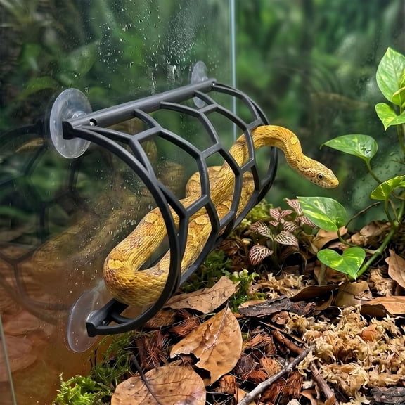 LQSEO Reptile Honeycomb Climbing Shelf,Suction Cup Mounted Snake Hide&Rest Platform,Terrarium Wall Decor Accessories for Ball Python,Corn Snake,Lizard,Bearded Dragon,Gecko (Black)