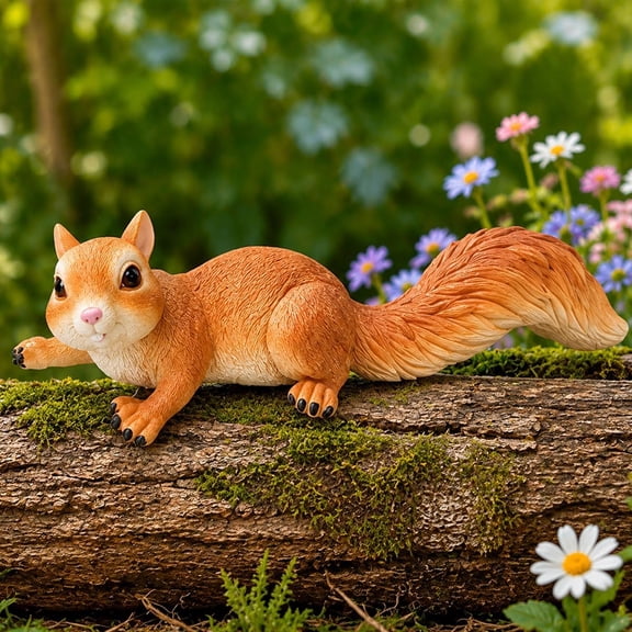 LQSEO Squirrel Garden Statue Outdoor Decor,13.8(L)Resin Squirrel Figurine,Resin Squirrels Sculpture Decoration for Yard Lawn Patio Balcony,Christmas Birthday Squirrels Gifts for Mom,Women