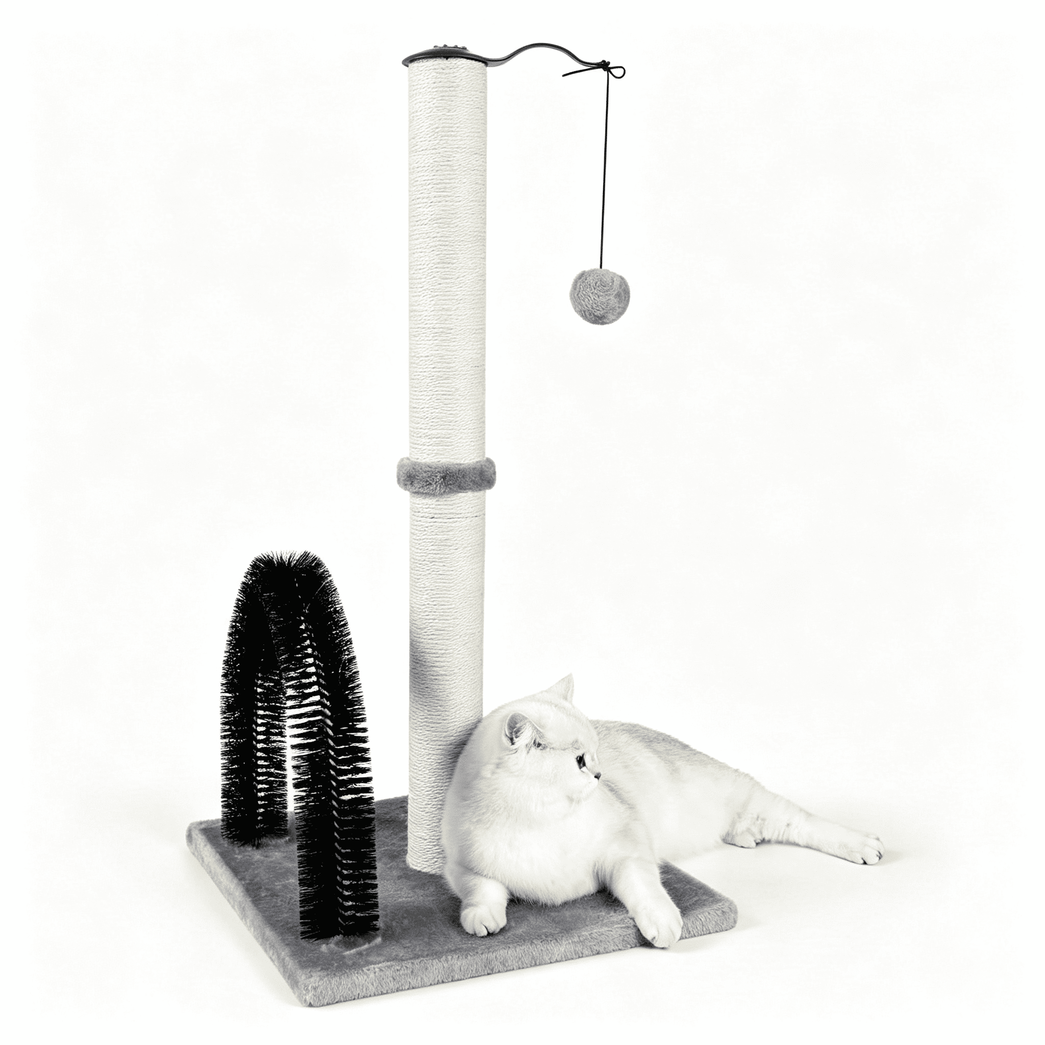 LQSEO Tall Cat Scratching Post with Arch Self Groomer Massager, 32 ...