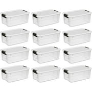 LQT Clear 18 Qt Plastic Stackable Storage Bin, White, 12 Count Pack
