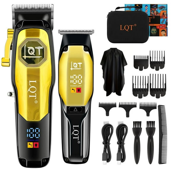 LQT Cordless Hair Clipper for men, Zero-Gap engraving shears, battery life, LED display, low noise, perfect for trimming beard and hair