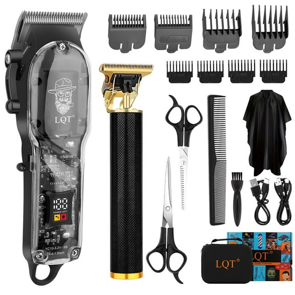 LQT Hair Clipper for Men Cordless Gift Set, Dual Trimmers with 7 Guide Combs & Accessories, Rechargeable Hair Cutting Kit for Home, Travel & Holiday Gifts