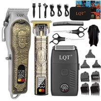 LQT Hair Clipper for Men, Professional Cordless Barber Clippers & Trimmer Set with Electric Shaver, Guard Combs, Scissors, Cape & Brushes