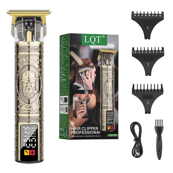 LQT Professional Hair Clippers for Men, Zero Gapped Hair Trimmer with LCD Display and 3 Limit Combs, Hair Trimmer T Liners Shavers Edgers(Bronze)