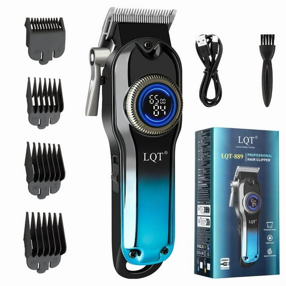 LQT Hair Clipper For Men, Body Hair Trimmer, Professional Haircutting Tool, Zero Gap Hair Clipper with LED Display, Ideal Gift for Men (Blue)