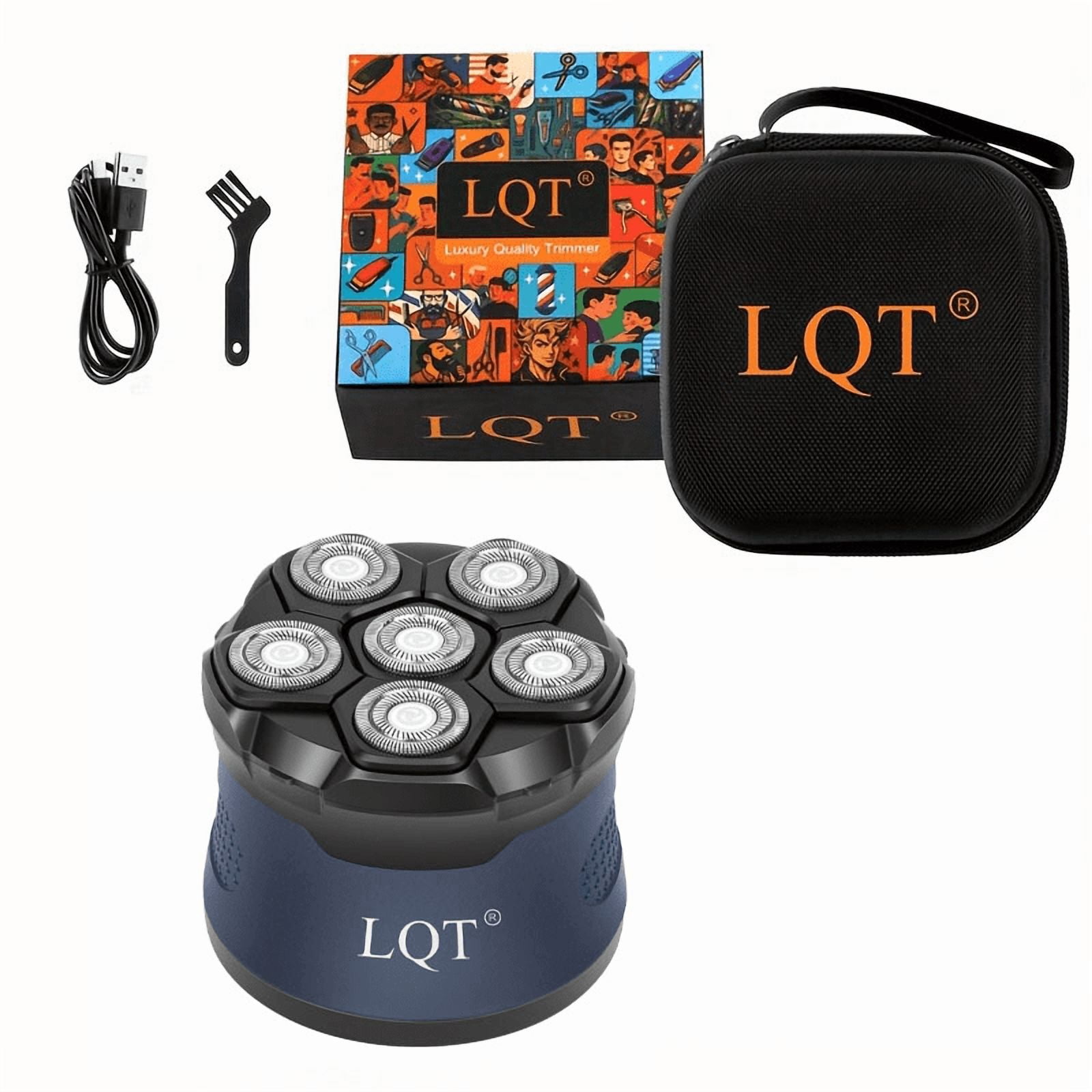 LQT Head Shaver for Men, 6D Floating Bald Head Shaver with Travel Case, USB Rechargeable Electric Razor, Hair Trimmer, Grooming Kit for Men, Includes USB Cable & Cleaning Brush, Luxury Quality, Gift