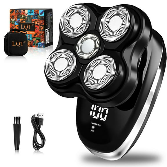 LQT Head Shavers for Bald Men,Wet & Dry Bald Head Shaver,Rechargeable Head Razor with LED Display and 3 Second Safety Lock,5D Floating Head Shaver Comes with Magnetic Detachable Blades