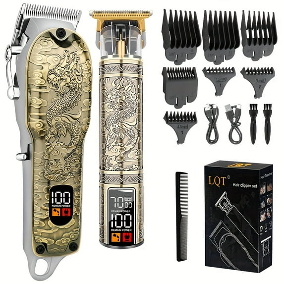 LQT Premium Men's Cordless Electric Hair Clipper Set, USB Rechargeable Hair Clipper, Metal Trimmer, A Beautiful Gift, Especially Suitable for Holidays, Home or Travel Convenient Sharp Trimmer