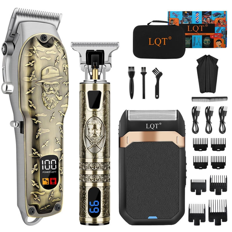 LQT Professional Hair Clipper Set for Men Electric Shaver Razor Cordless Hair Cutting Barber Clippers Beard Trimmer Men’s Grooming Kit Gifts for him