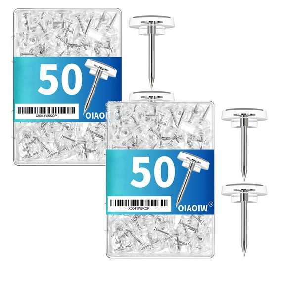 LQXZWJY 1000 Count Clear Push Pins Tacks Count in Reusable Box for Bulletin Boards and Wall Displays Heavy Duty Plastic Head,2 Pack