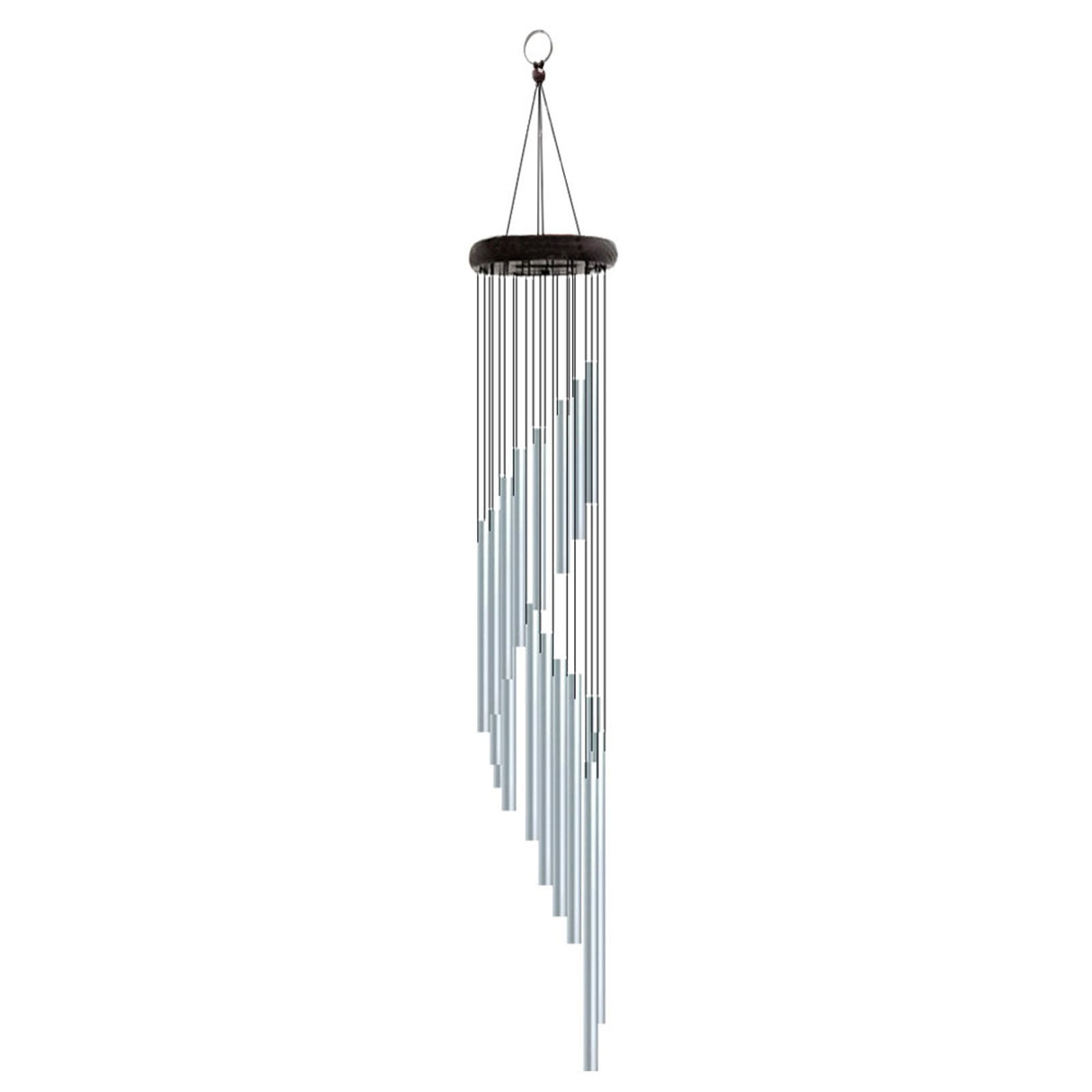 Silver 36" Aluminum and Hardwood Outdoor Wind Chimes