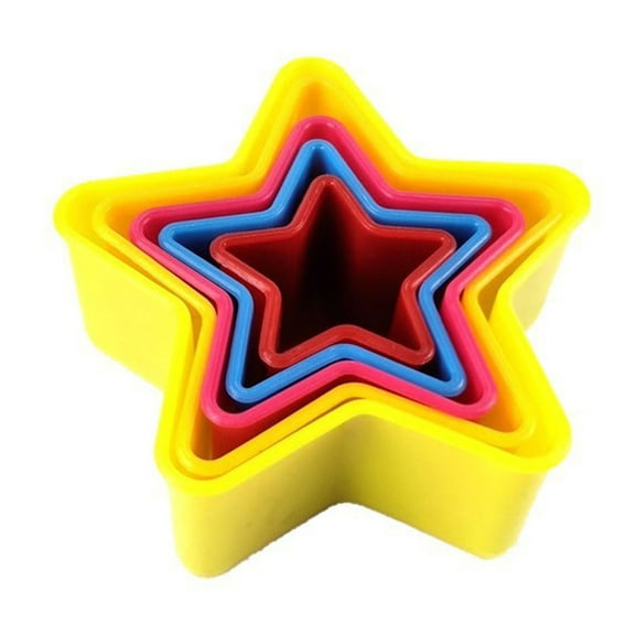 LQXZWJY Cookie Biscuit Cutter Set, Two Side Cookie Cutters Plastic Set Multi-size Cake Fruit Vegetable Shapes Cutter Random color ( Star Shaped, 5 Pack)