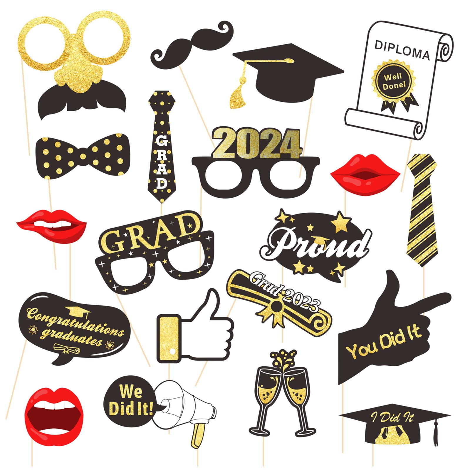 LQXZWJY Graduation Photo Booth Props 2023 Graduation Party Decoration ...